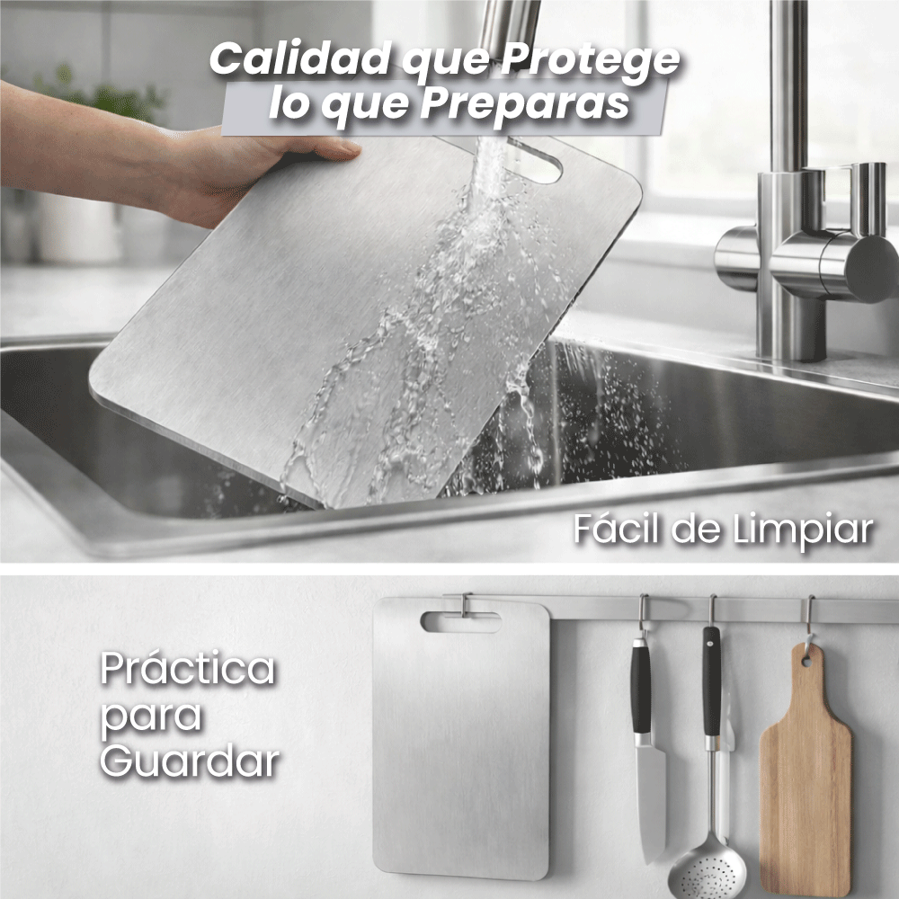 InoxPremium® Set 2 Tablas de Cortar Acero Inoxidable 304