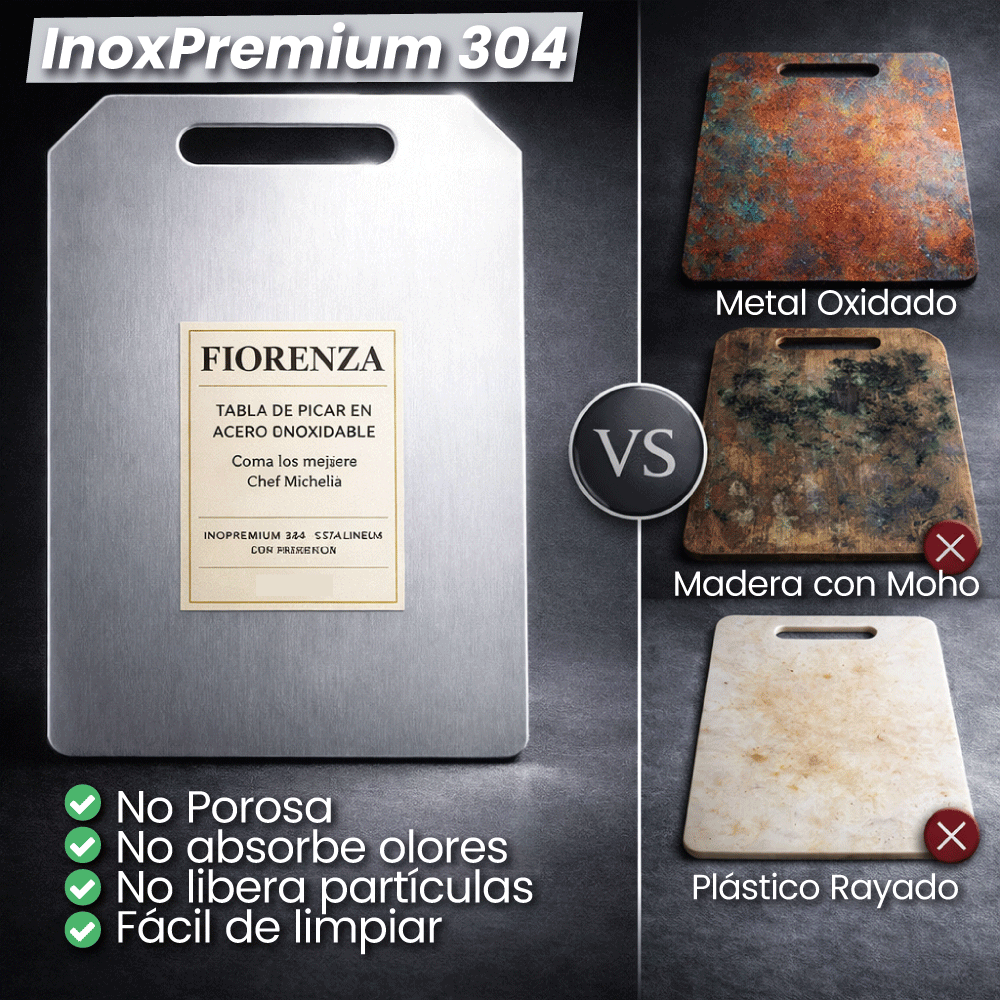 InoxPremium® Set 2 Tablas de Cortar Acero Inoxidable 304