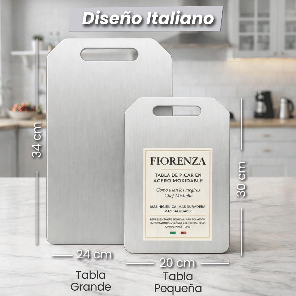 InoxPremium® Set 2 Tablas de Cortar Acero Inoxidable 304