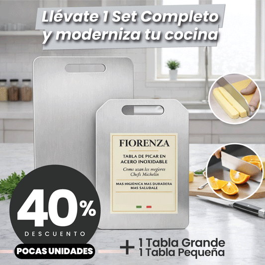 InoxPremium® Set 2 Tablas de Cortar Acero Inoxidable 304